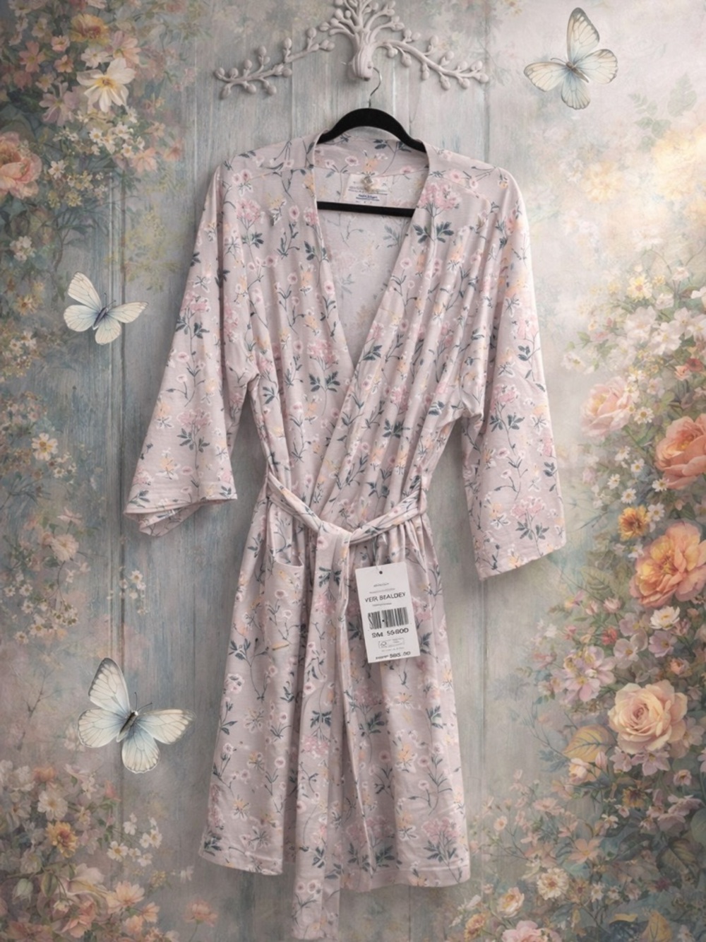 NWT Vera Bradley Sweet Wildflowers Knit Robe Floral Tie Waist Lounge S/M